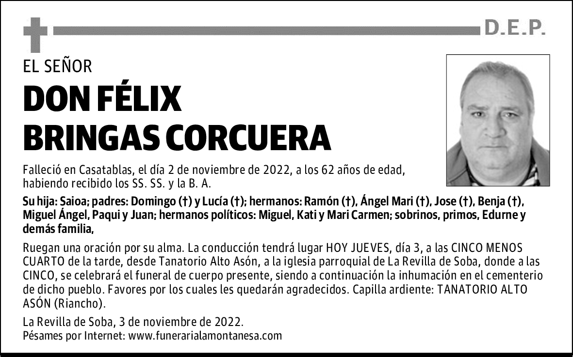 DON FÉLIX BRINGAS CORCUERA