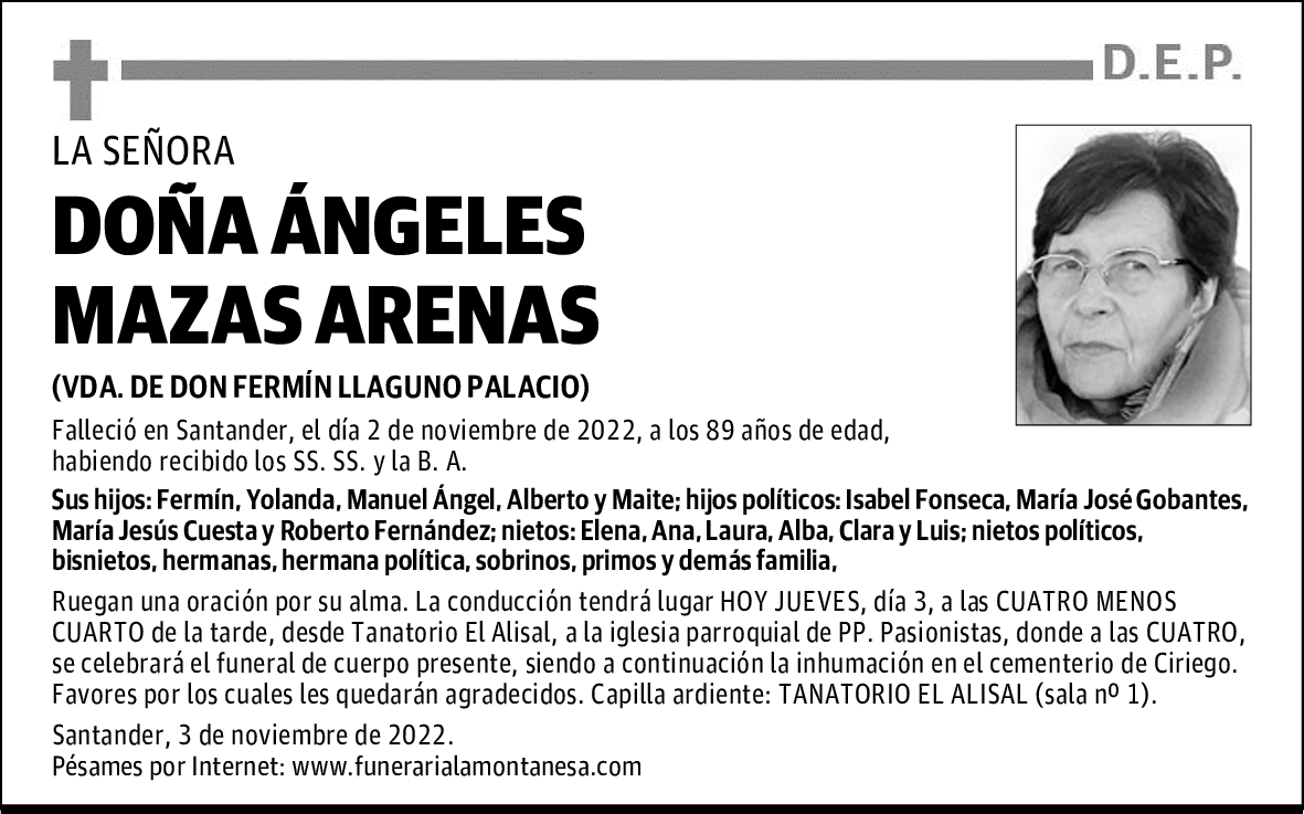 DOÑA ÁNGELES MAZAS ARENAS