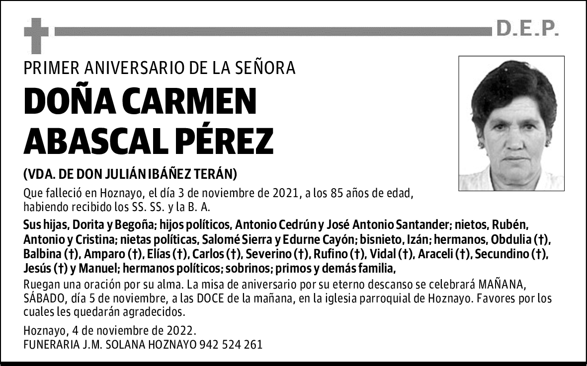 DOÑA CARMEN ABASCAL PÉREZ