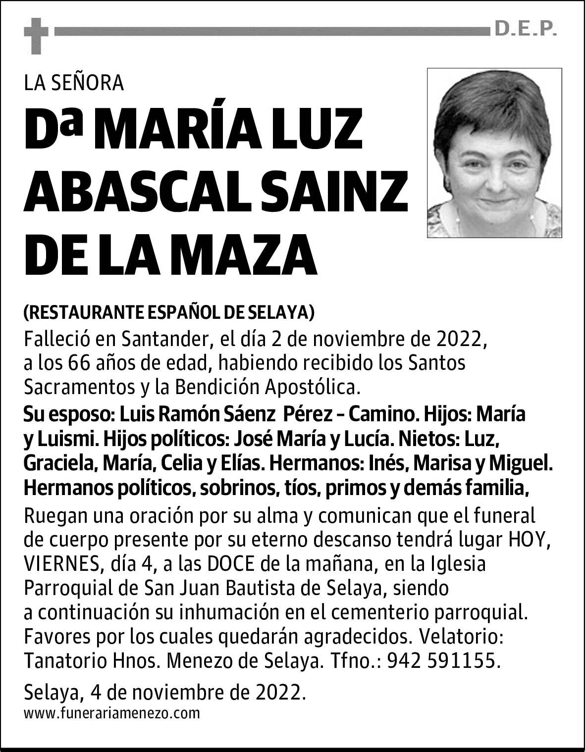 DOÑA MARÍA LUZ ABASCAL SAINZ DE LA MAZA