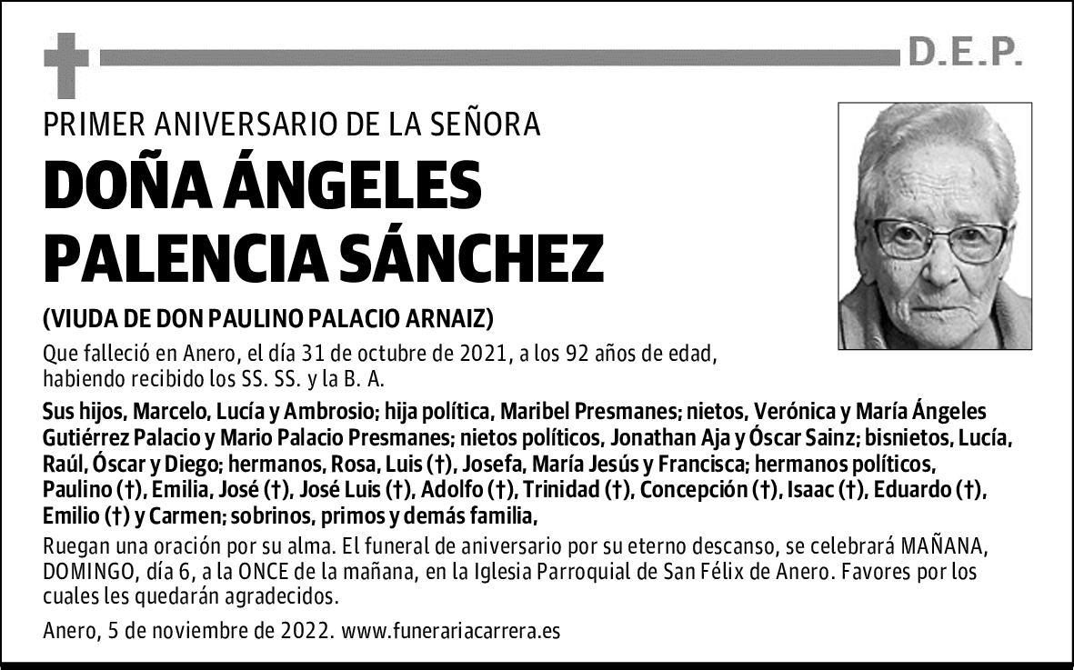 DOÑA ÁNGELES PALENCIA SÁNCHEZ