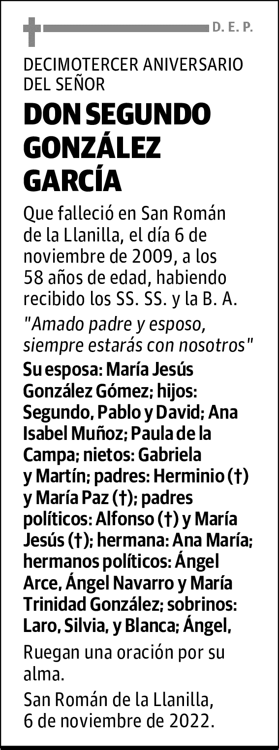 DON SEGUNDO GONZÁLEZ GARCÍA