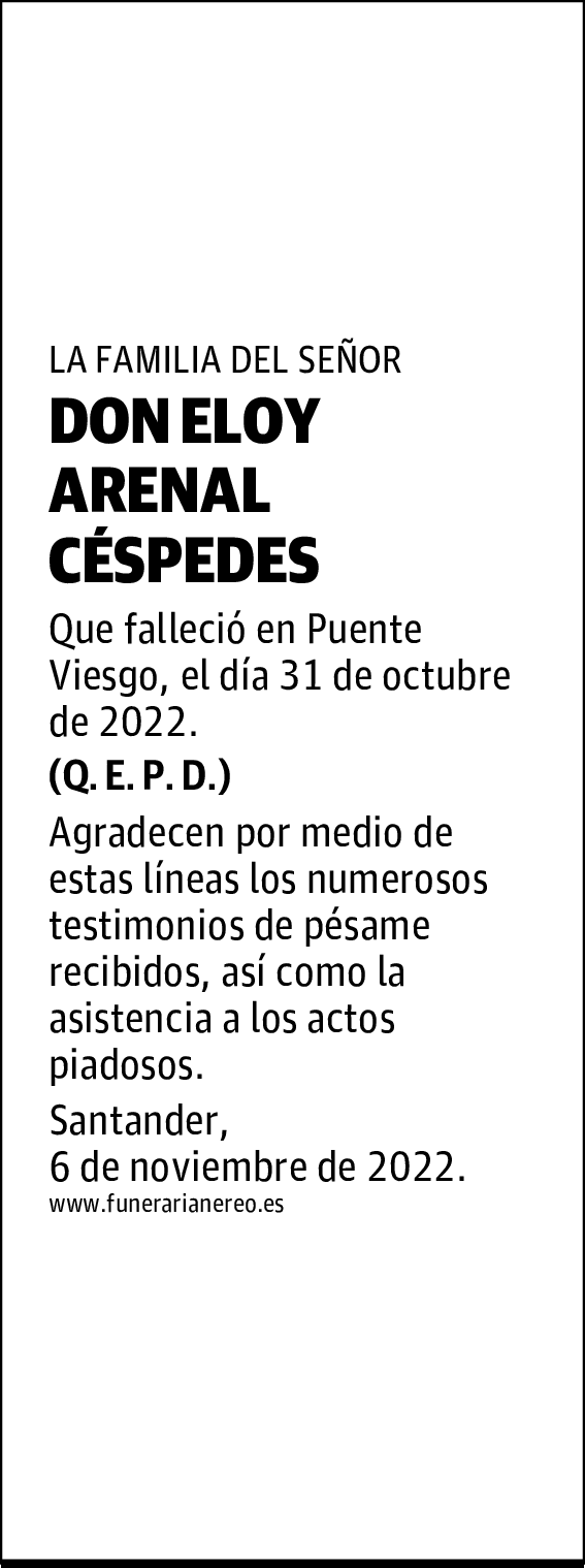 DON ELOY ARENAL CÉSPEDES