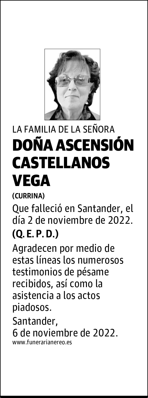 DOÑA ASCENSIÓN CASTELLANOS VEGA
