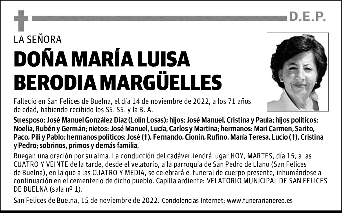 DOÑA MARÍA LUISA BERODIA MARGÜELLES