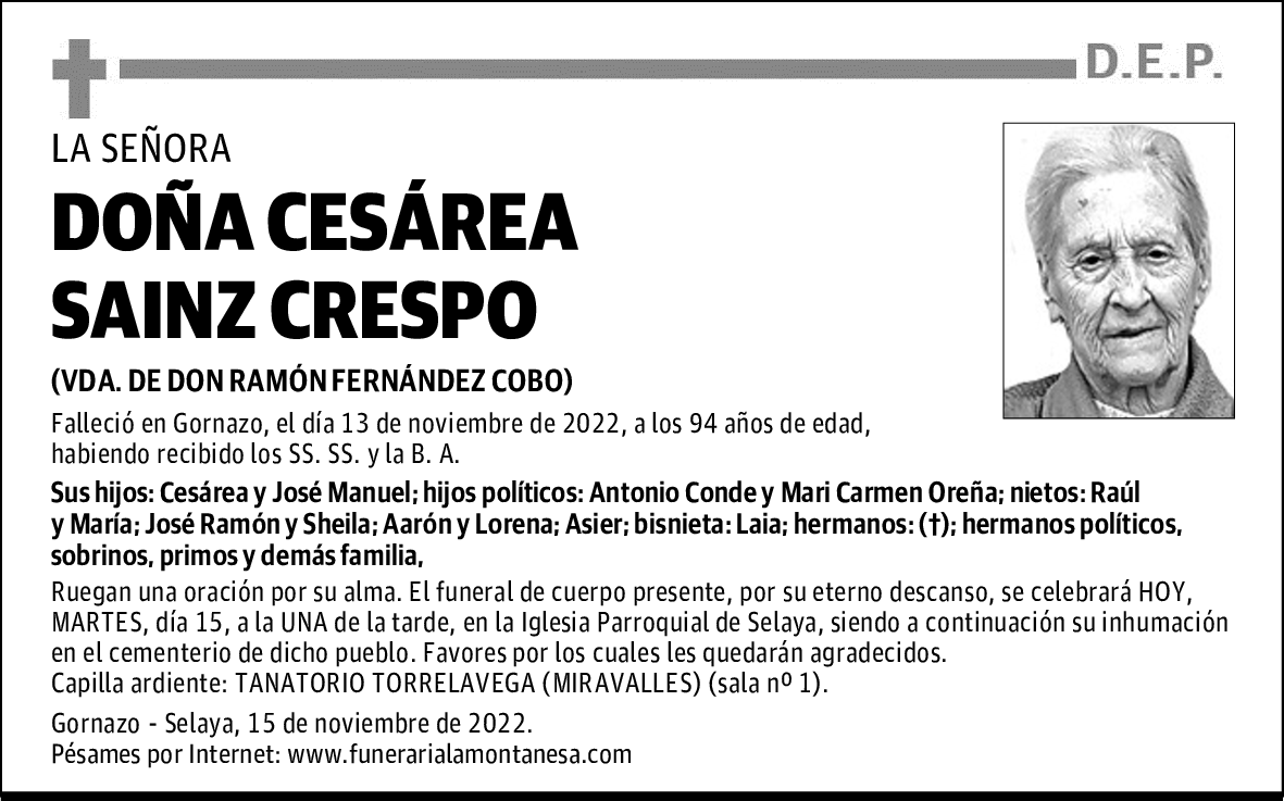 DOÑA CESÁREA SAINZ CRESPO
