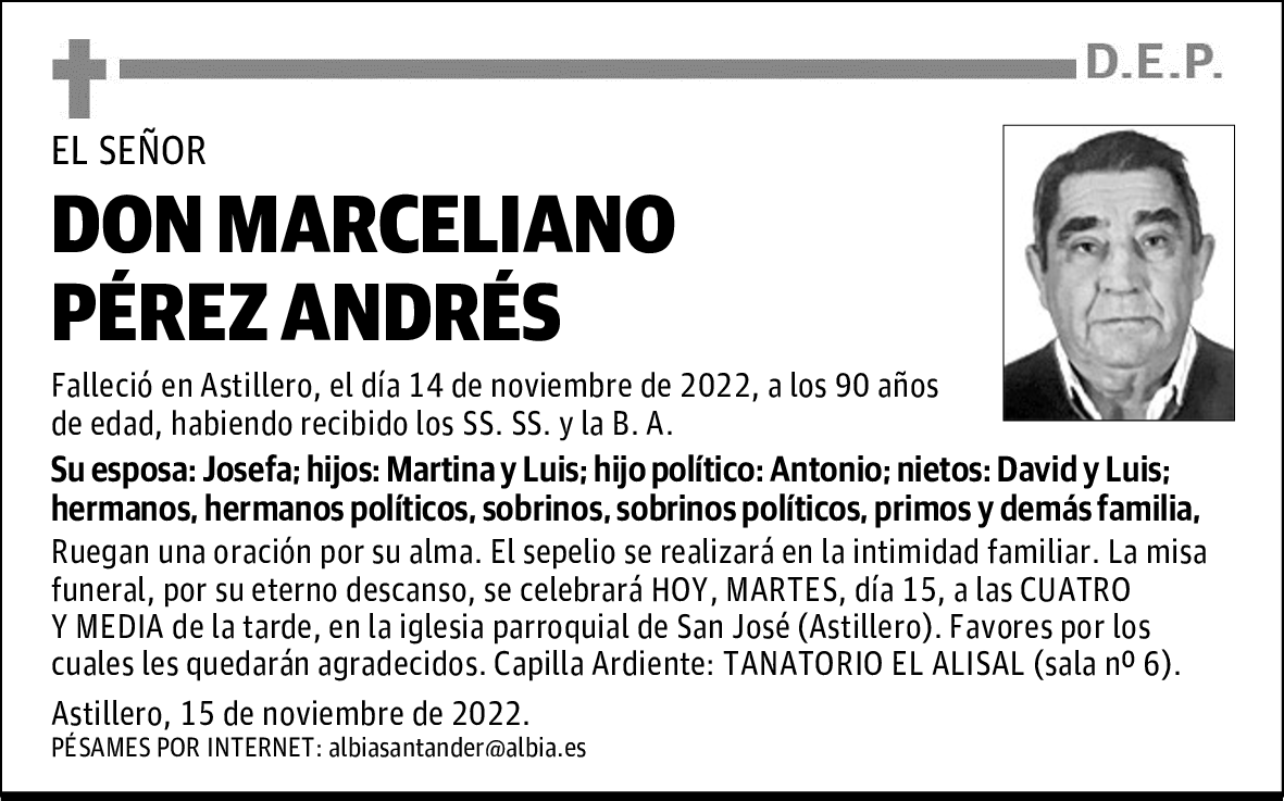 DON MARCELIANO PÉREZ ANDRÉS