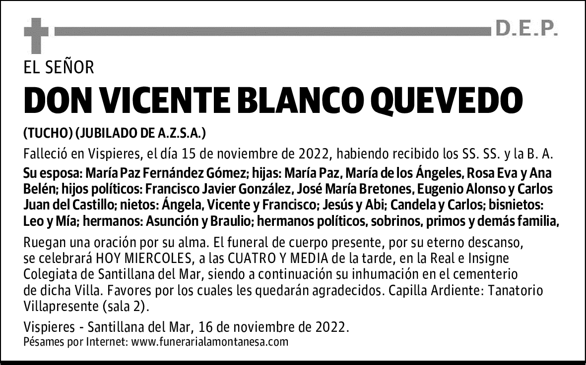 DON VICENTE BLANCO QUEVEDO