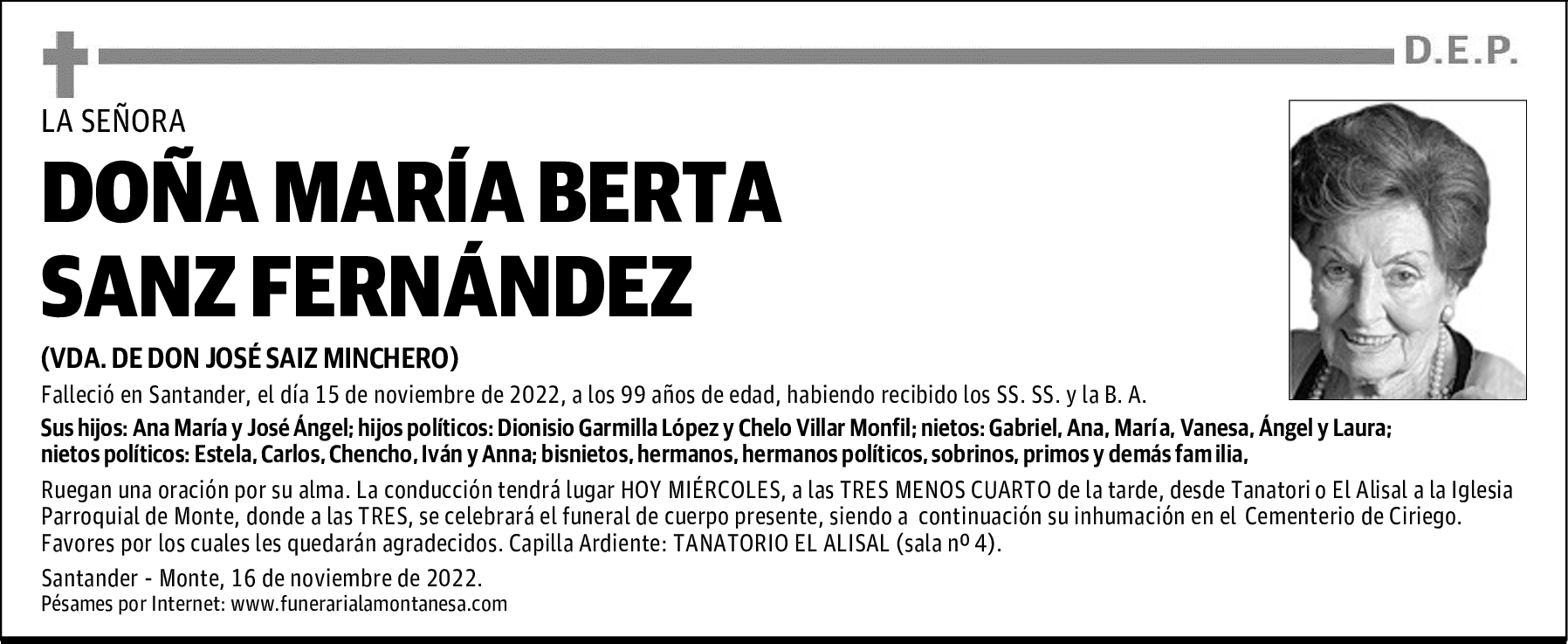 DOÑA MARÍA BERTA SANZ FERNÁNDEZ