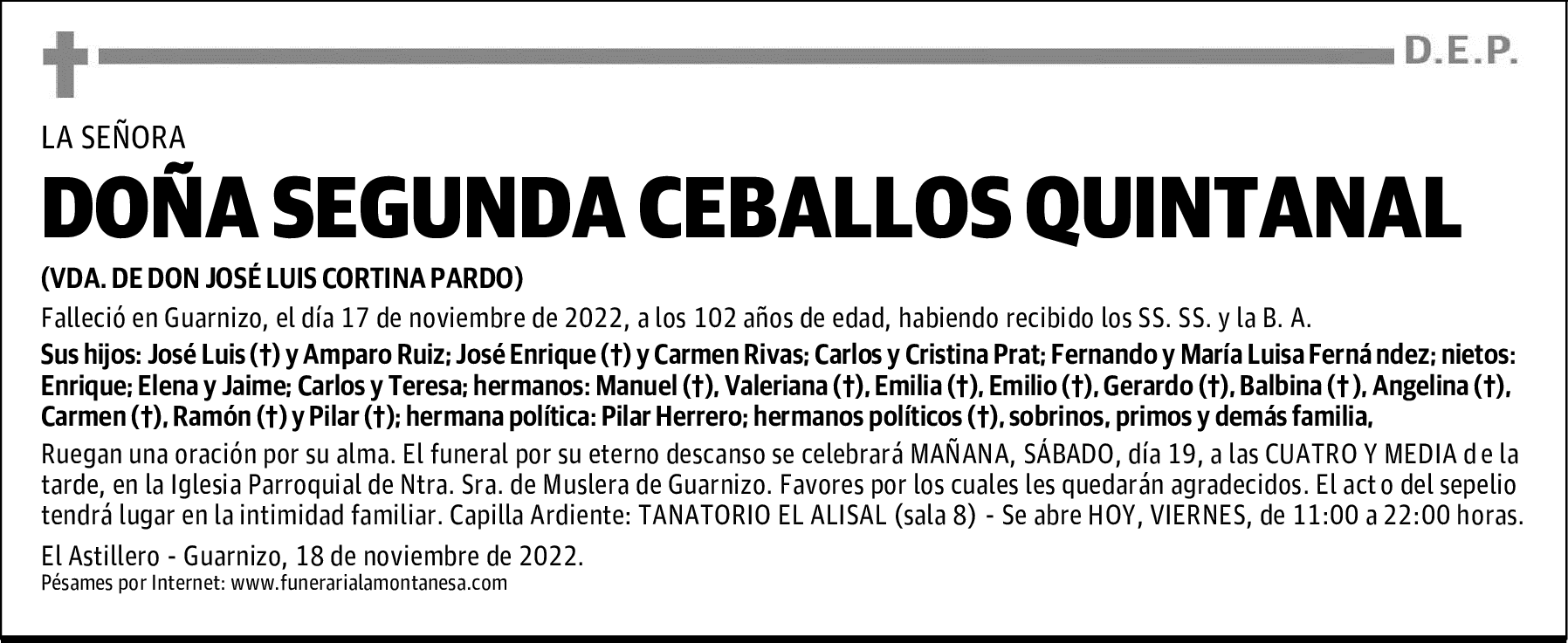 DOÑA SEGUNDA CEBALLOS QUINTANAL