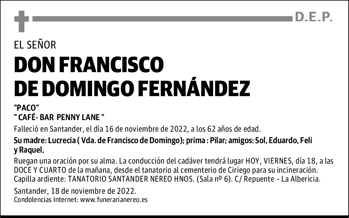 DON FRANCISCO DE DOMINGO FERNÁNDEZ