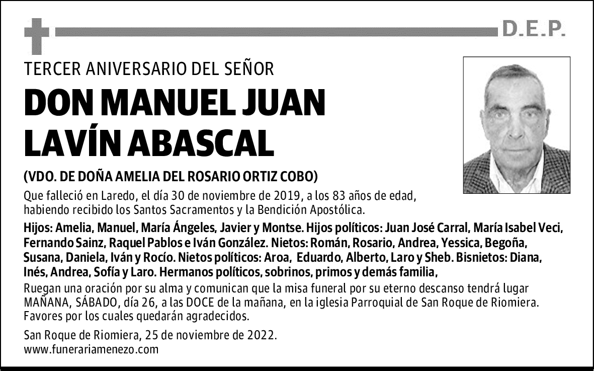 DON MANUEL JUAN LAVÍN ABASCAL
