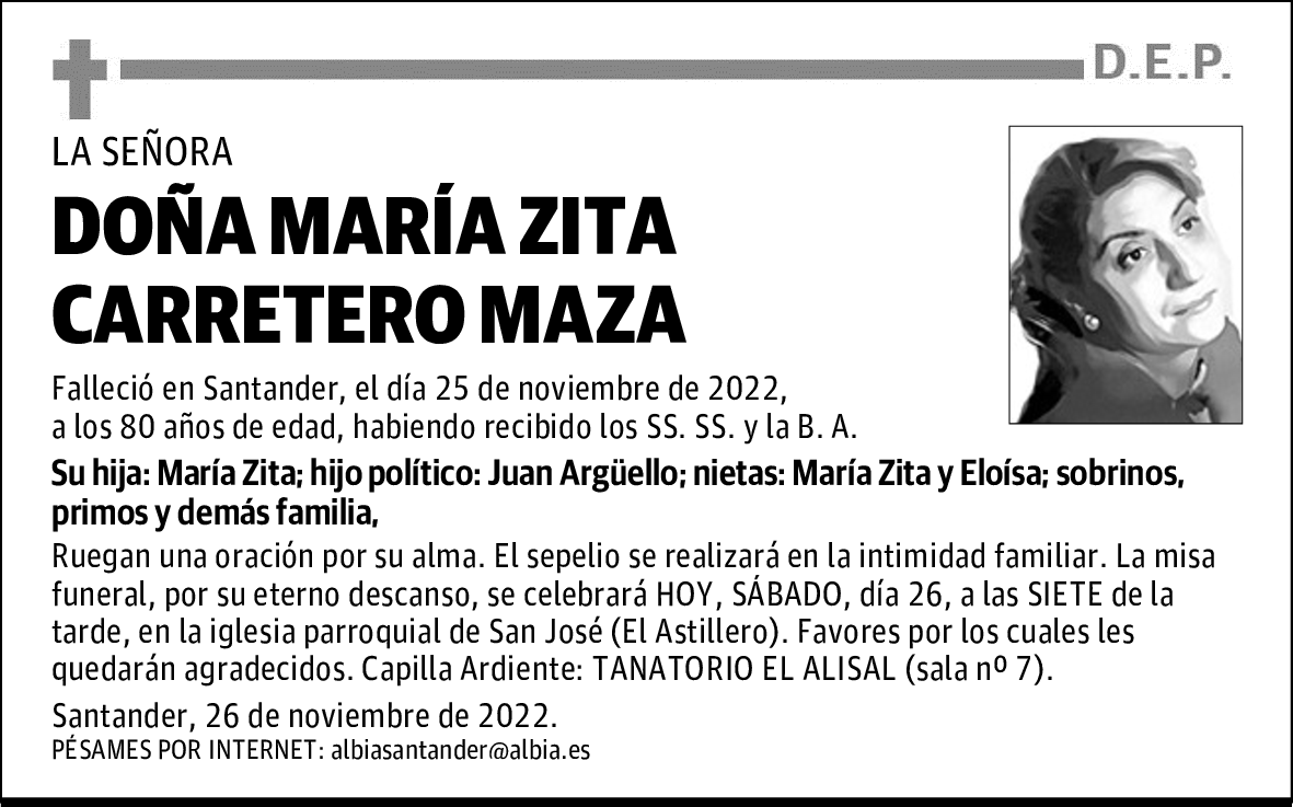 DOÑA MARÍA ZITA CARRETERO MAZA