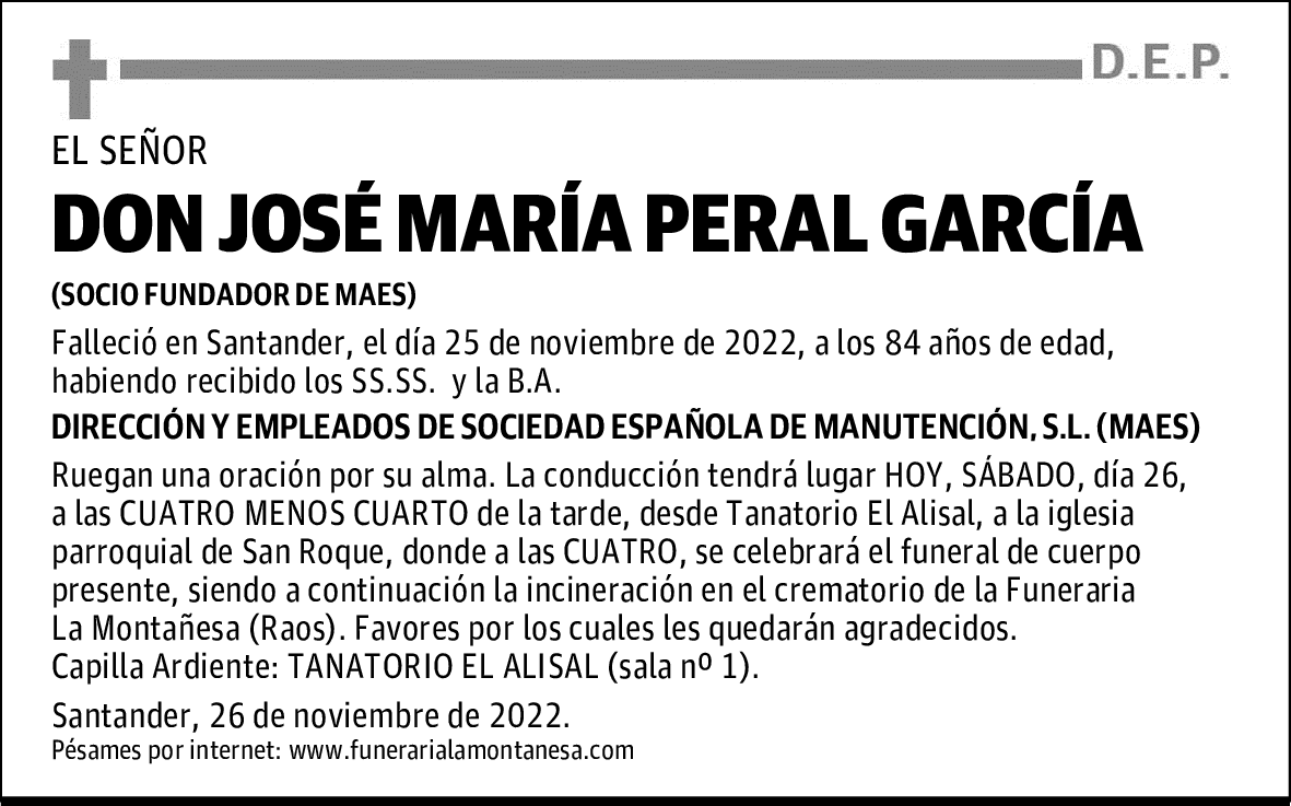 DON JOSÉ MARÍA PERAL GARCÍA