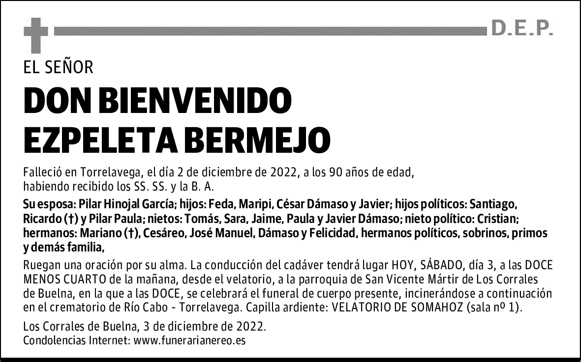 DON BIENVENIDO EZPELETA BERMEJO