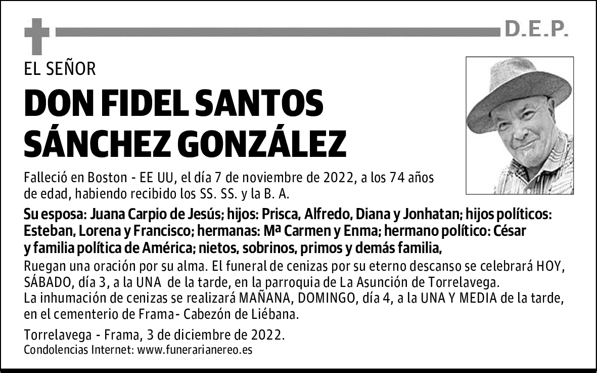 DON FIDEL SANTOS SÁNCHEZ GONZÁLEZ
