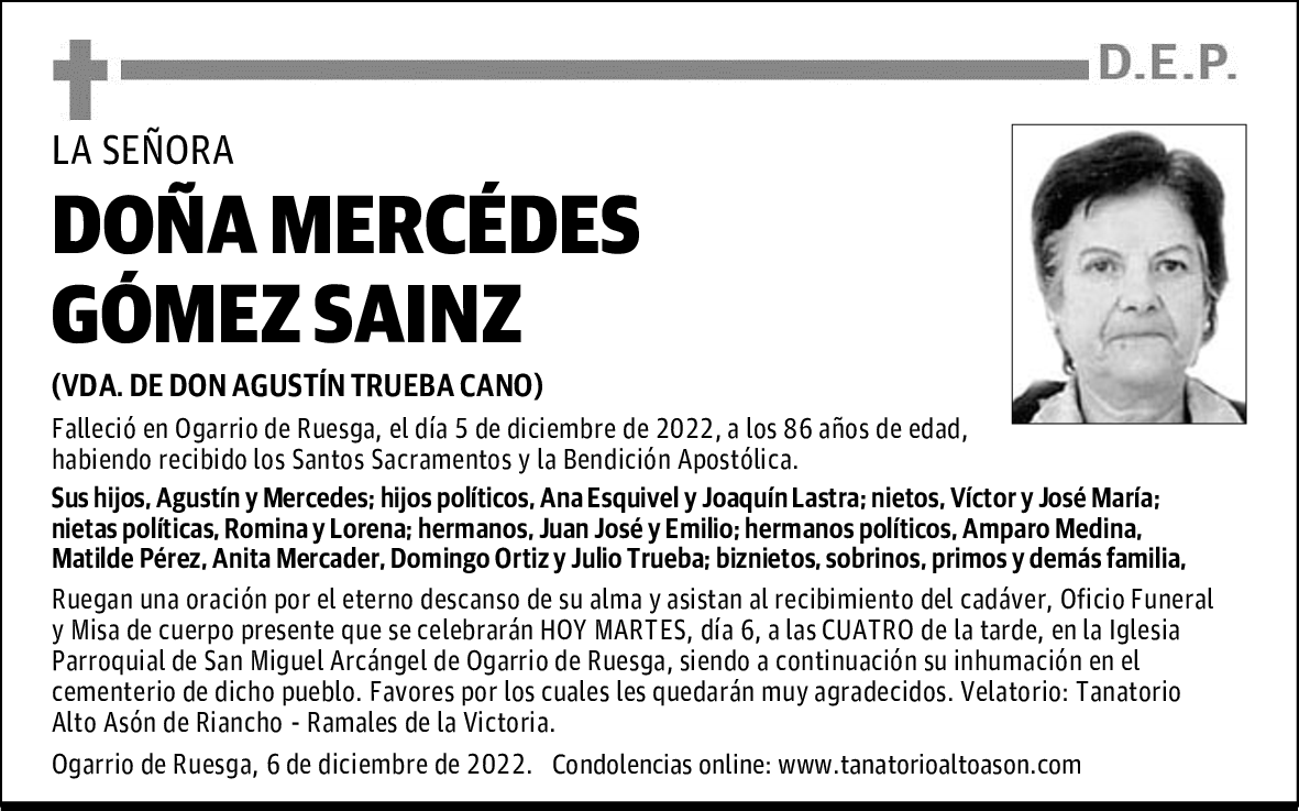 DOÑA MERCÉDES GÓMEZ SAINZ