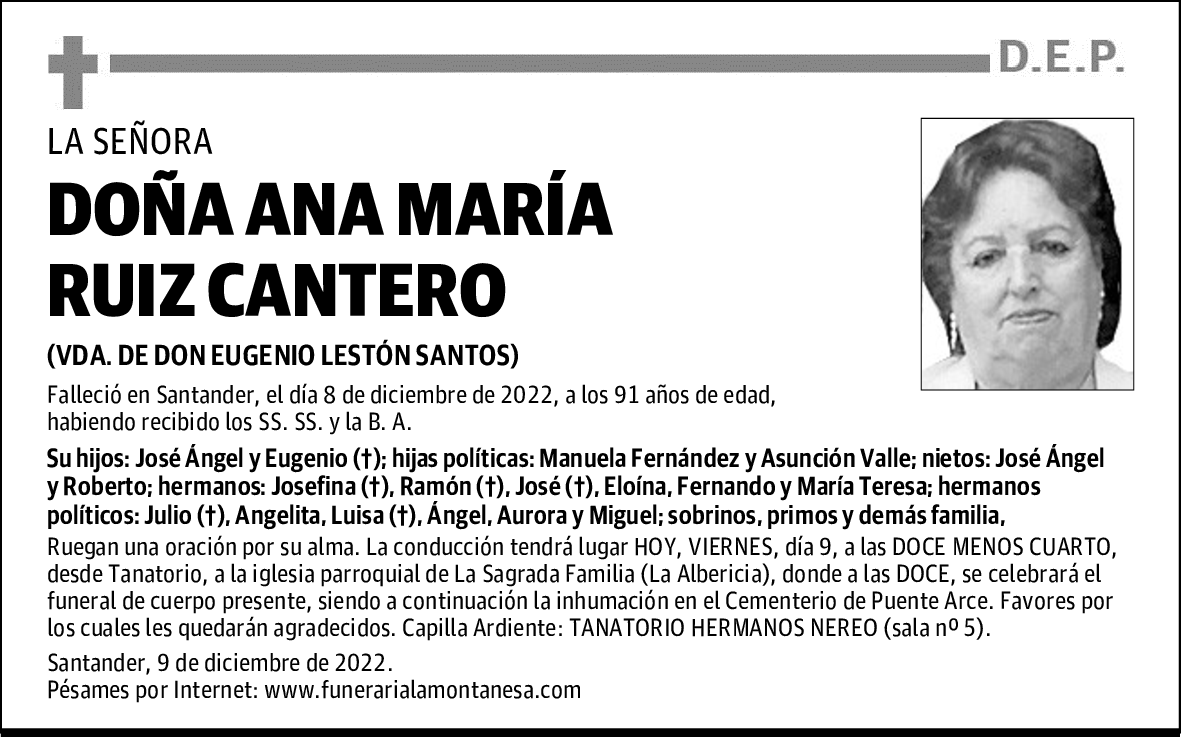 DOÑA ANA MARÍA RUIZ CANTERO