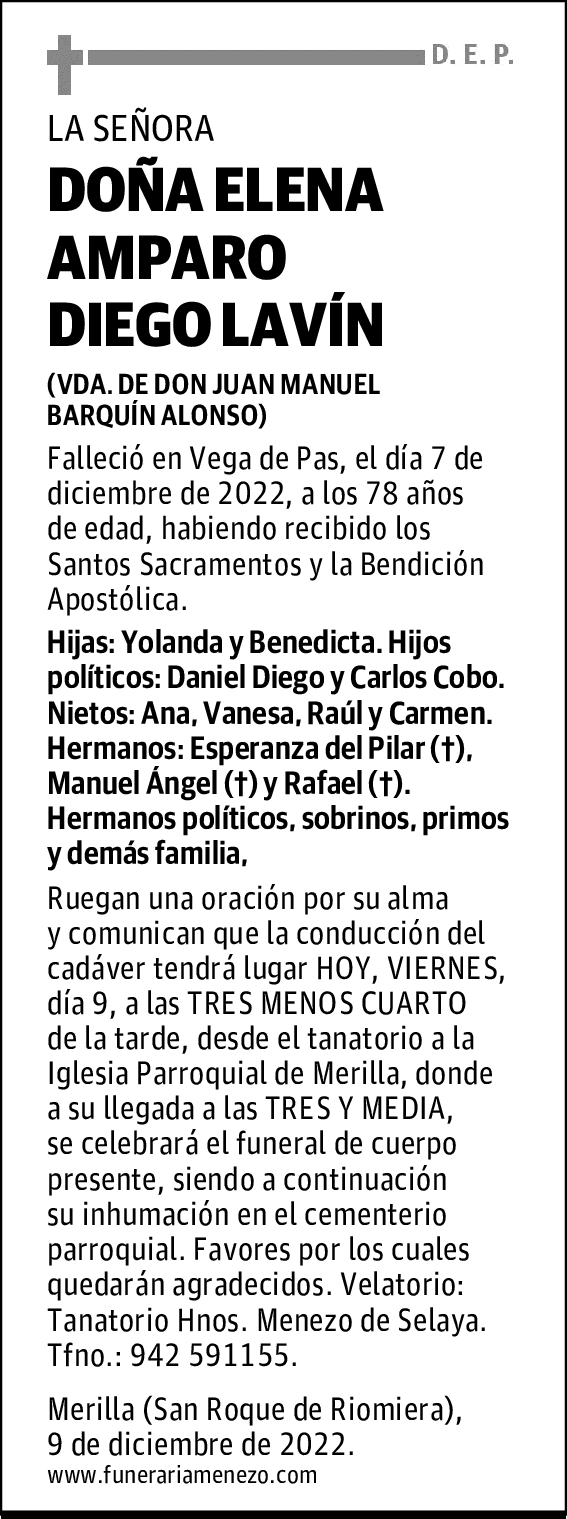 DOÑA ELENA AMPARO DIEGO LAVÍN