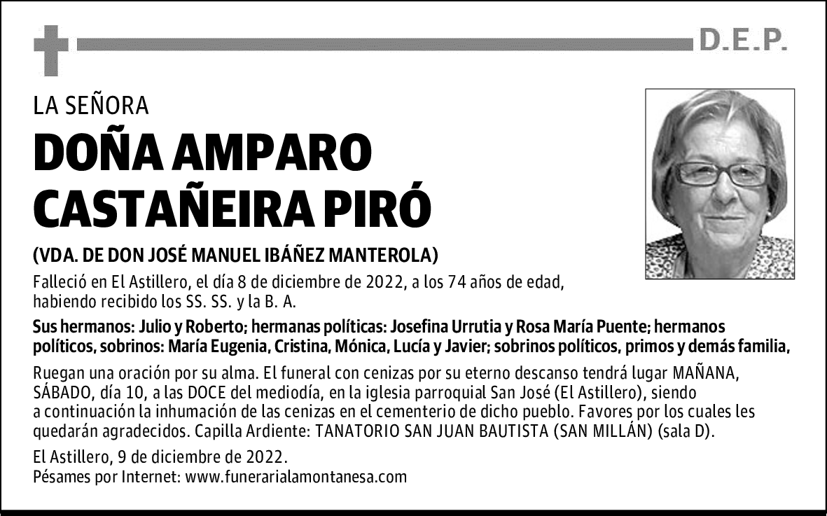 DOÑA AMPARO CASTAÑEIRA PIRÓ