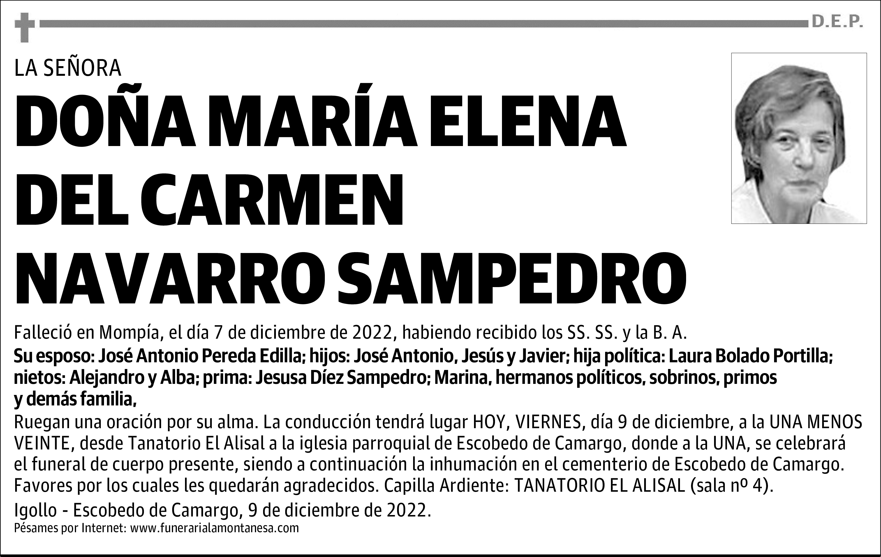 DOÑA MARÍA ELENA DEL CARMEN NAVARRO SAMPEDRO