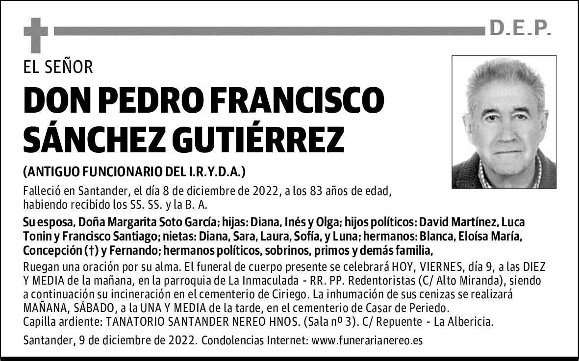 DON PEDRO FRANCISCO SÁNCHEZ GUTIÉRREZ