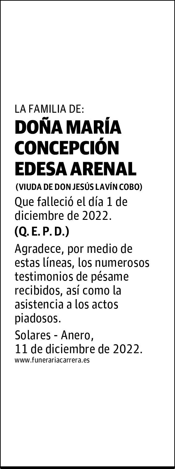 DOÑA MARÍA CONCEPCIÓN EDESA ARENAL