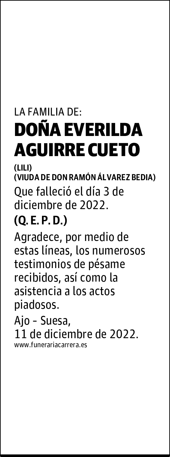 DOÑA EVERILDA AGUIRRE CUETO