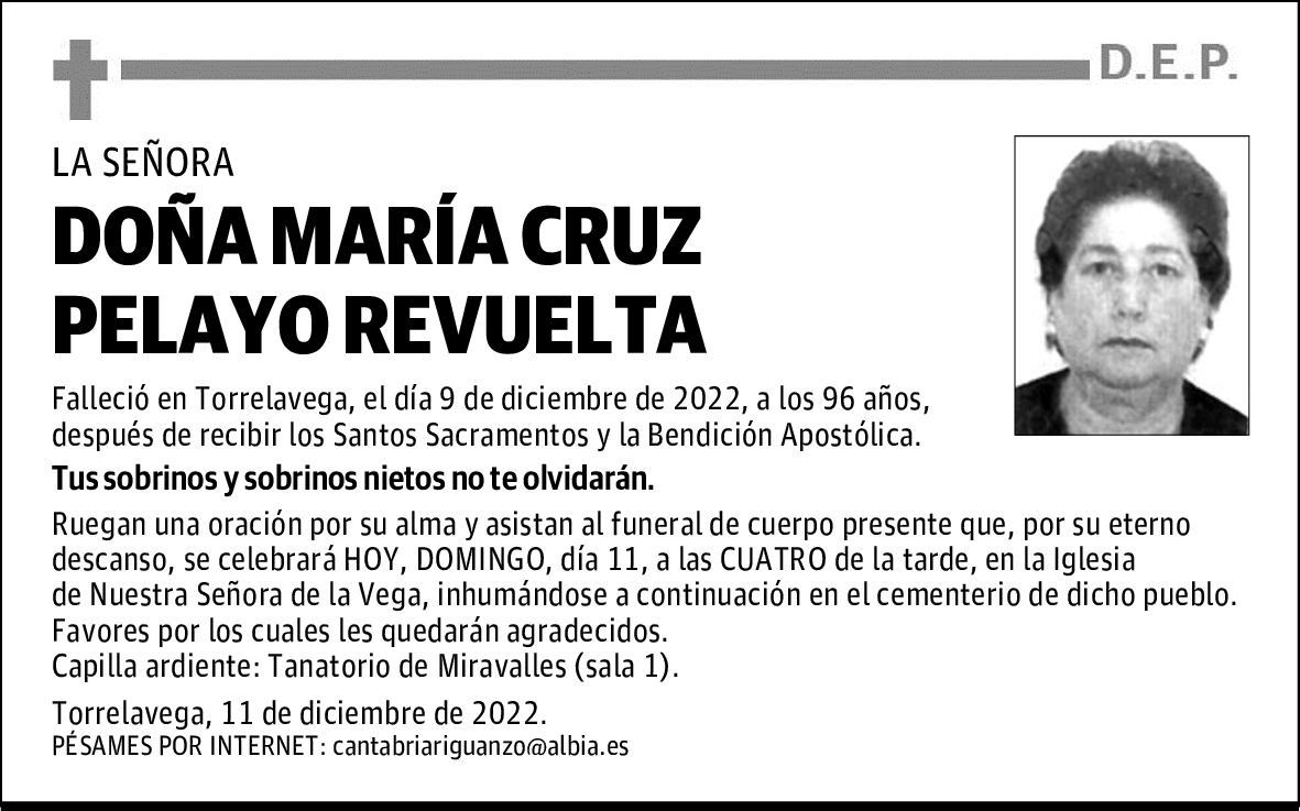 DOÑA MARÍA CRUZ PELAYO REVUELTA