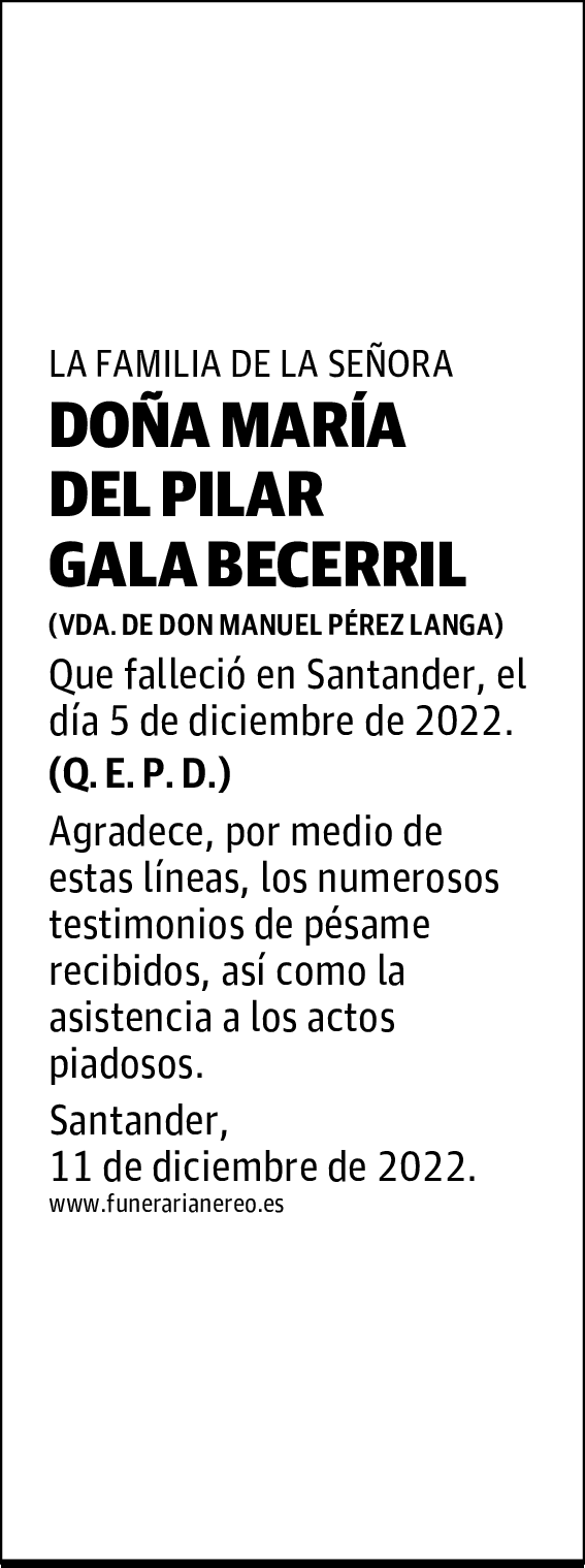 DOÑA MARIA DEL PILAR GALA BECERRIL