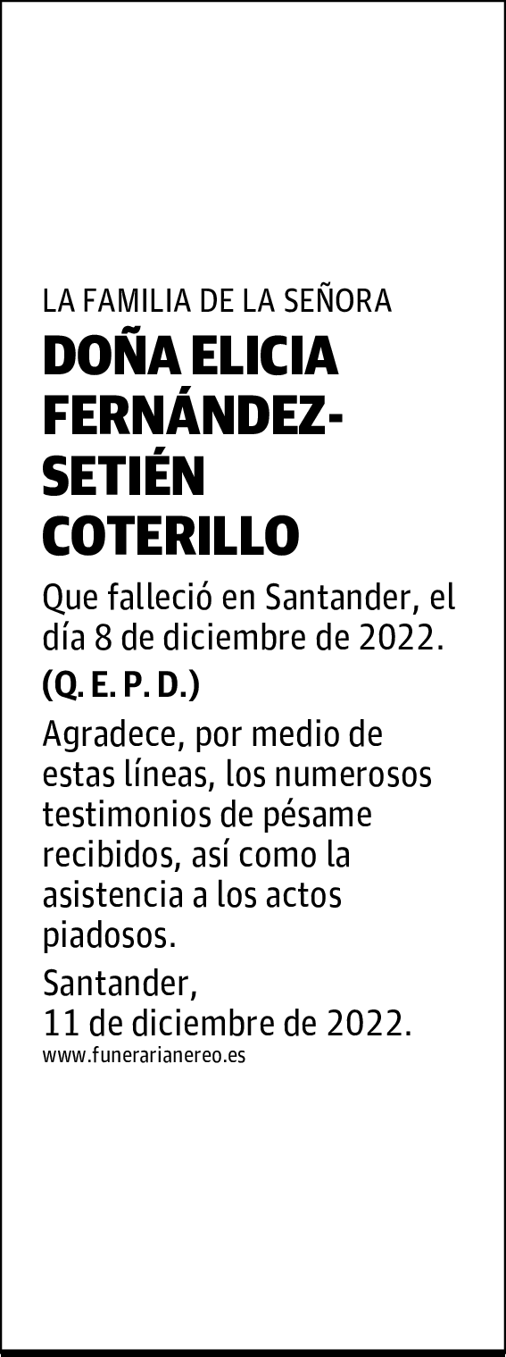 DOÑA ELICIA FERNÁNDEZ-SETIÉN COTERILLO