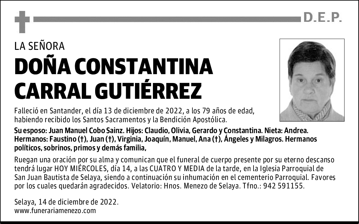 DOÑA CONSTANTINA CARRAL GUTIÉRREZ