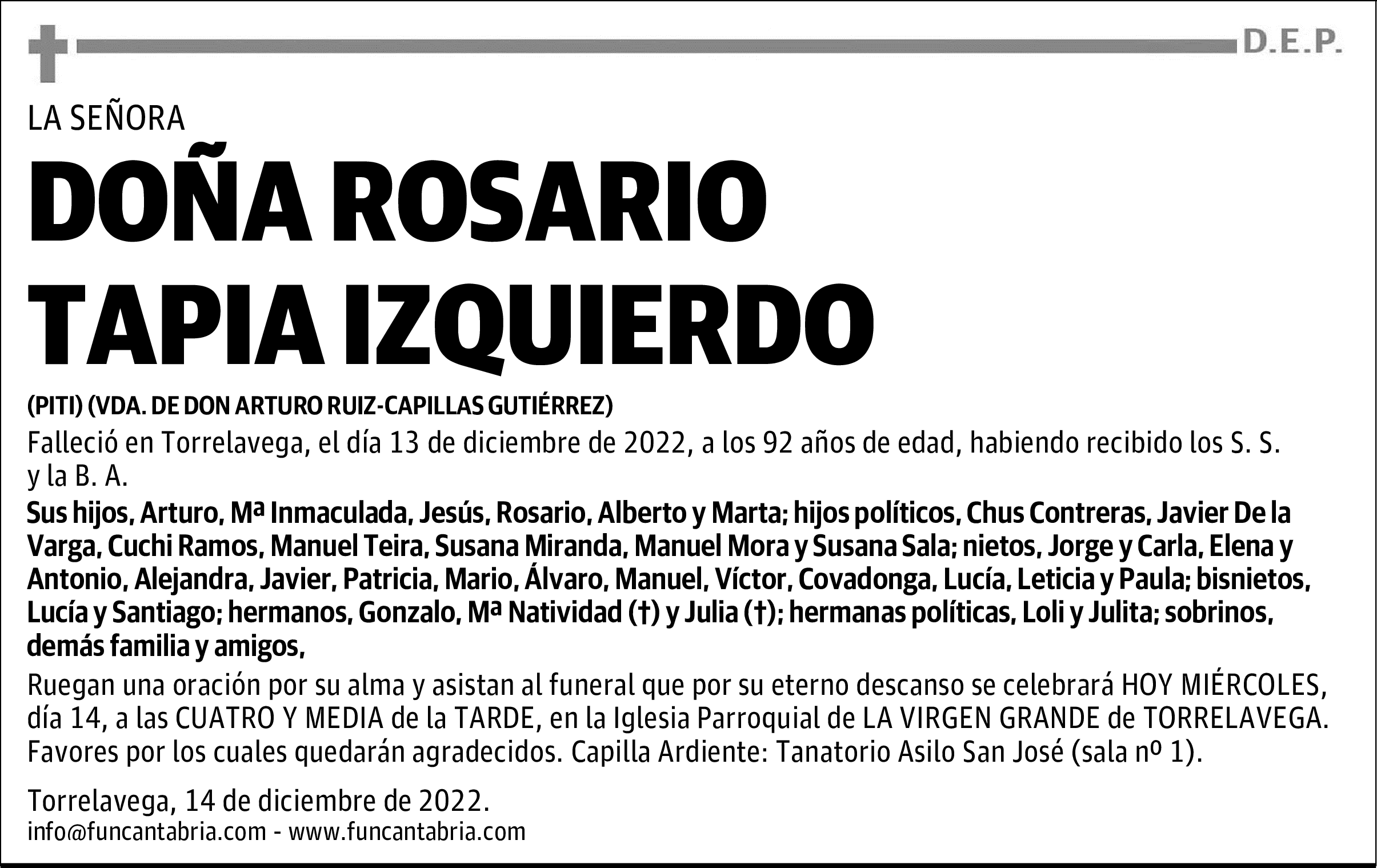 DOÑA ROSARIO TAPIA IZQUIERDO