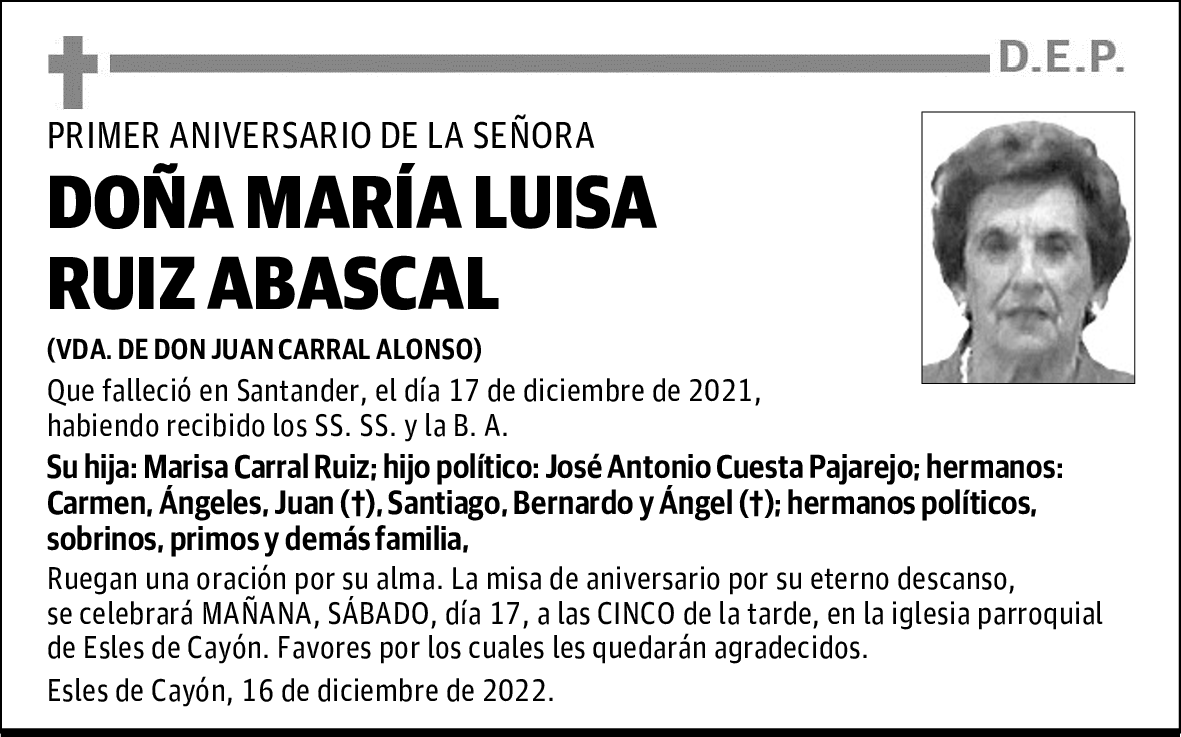 DOÑA MARÍA LUISA RUIZ ABASCAL