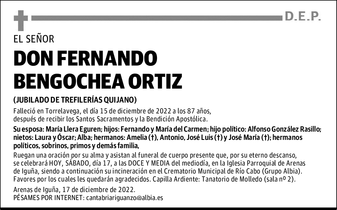 DON FERNANDO BENGOCHEA ORTIZ
