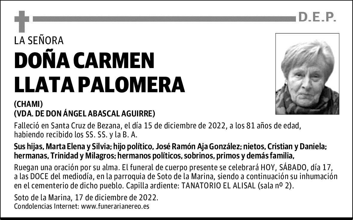 DOÑA CARMEN LLATA PALOMERA