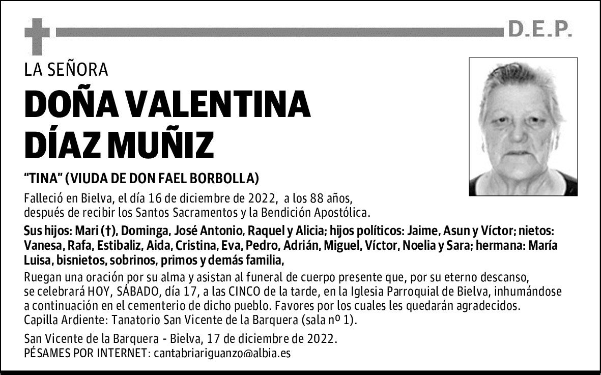 DOÑA VALENTINA DÍAZ MUÑIZ