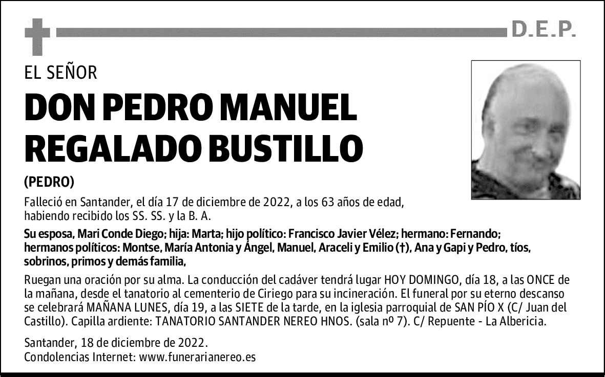 DON PEDRO MANUEL REGALADO BUSTILLO