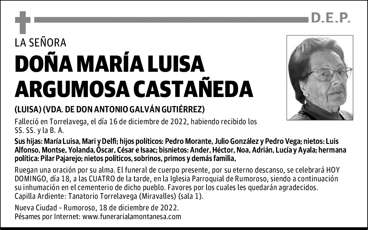 DOÑA MARÍA LUISA ARGUMOSA CASTAÑEDA