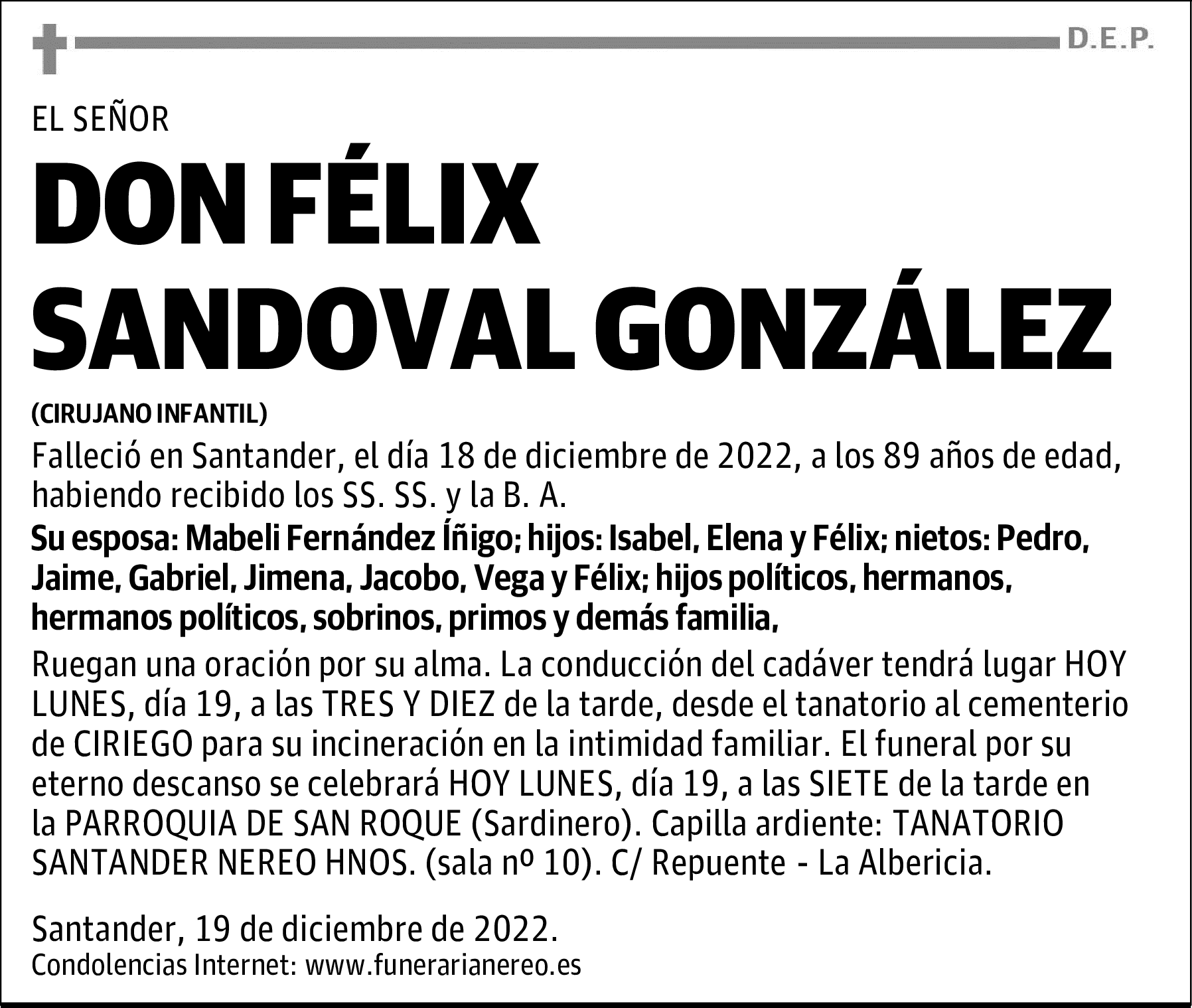 DON FÉLIX SANDOVAL GONZÁLEZ