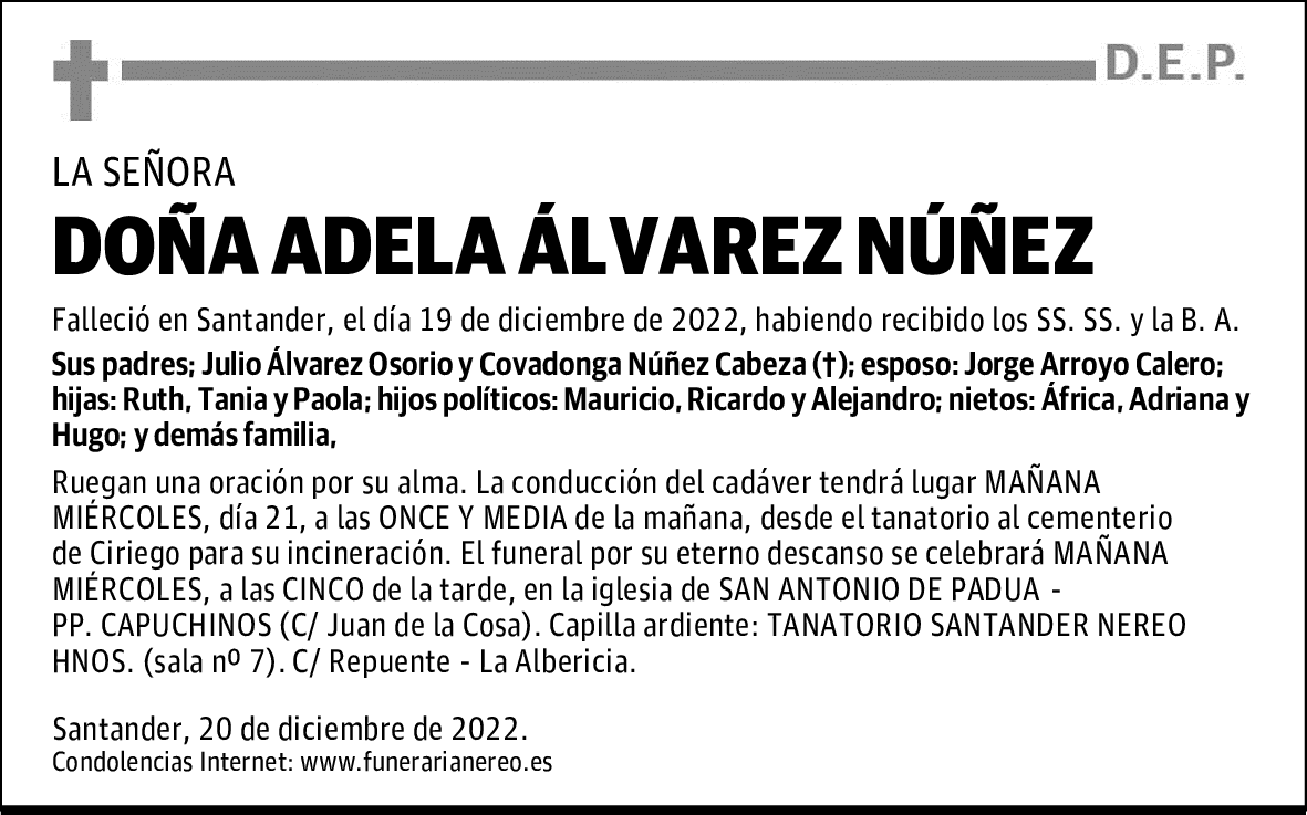 DOÑA ADELA ÁLVAREZ NÚÑEZ