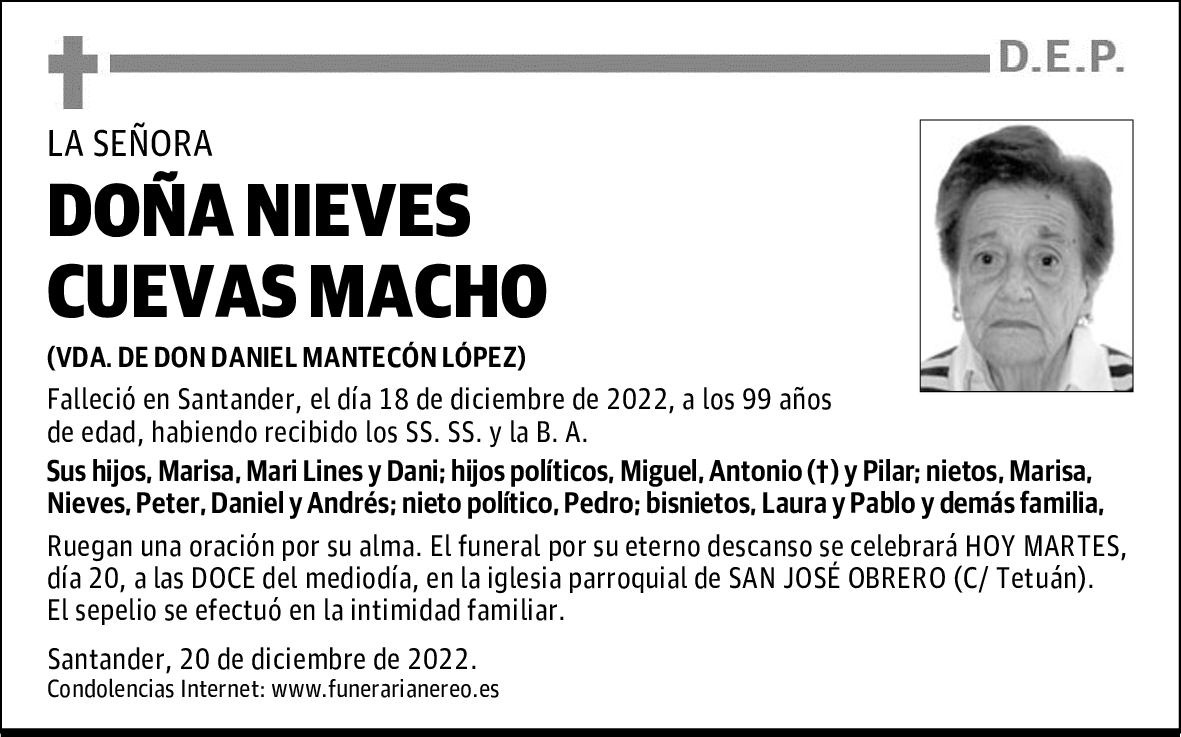DOÑA NIEVES CUEVAS MACHO