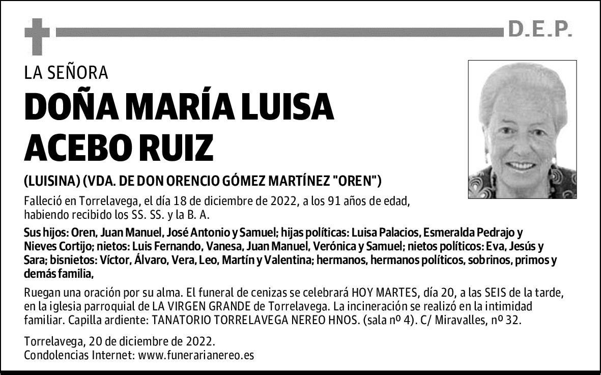 DOÑA MARÍA LUISA ACEBO RUIZ
