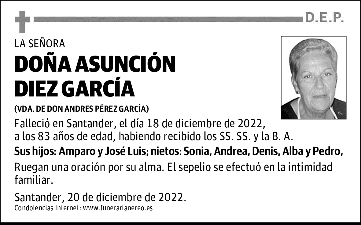 DOÑA ASUNCIÓN DIEZ GARCÍA