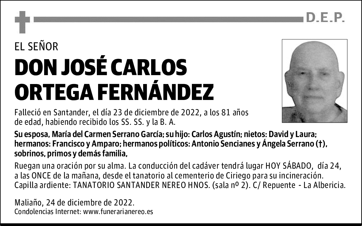 DON JOSÉ CARLOS ORTEGA FERNÁNDEZ
