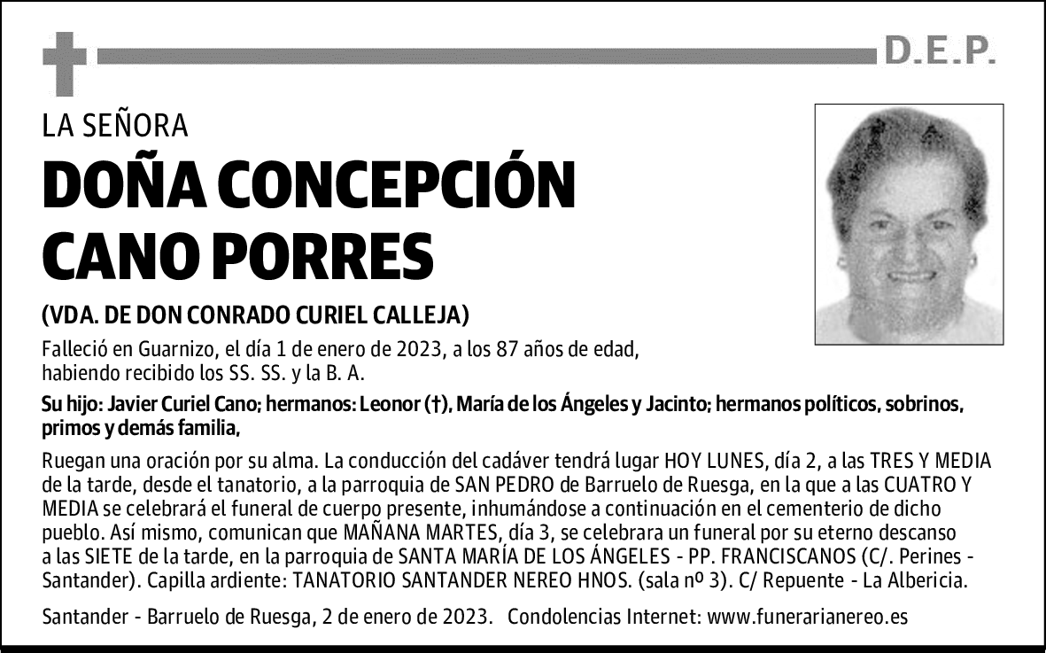 DOÑA CONCEPCIÓN CANO PORRES