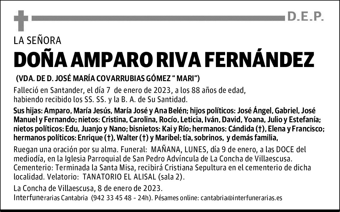 DOÑA AMPARO RIVA FERNÁNDEZ