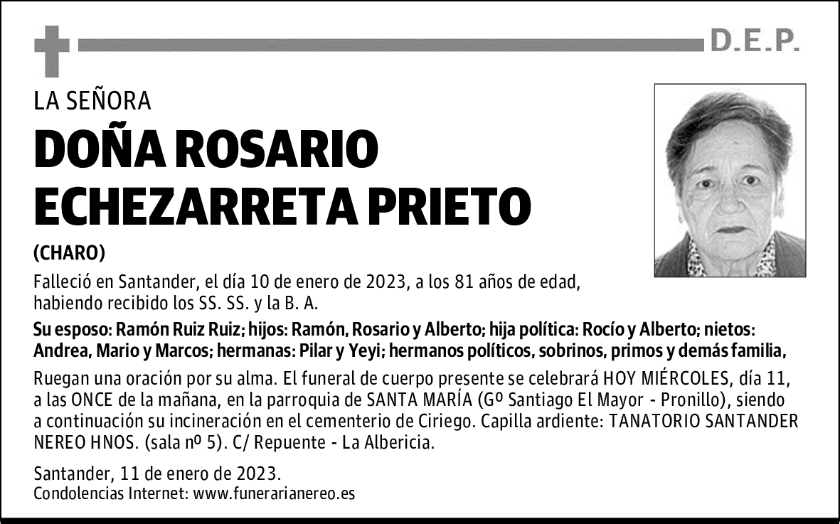 DOÑA ROSARIO ECHEZARRETA PRIETO