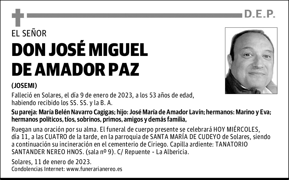 DON JOSÉ MIGUEL DE AMADOR PAZ