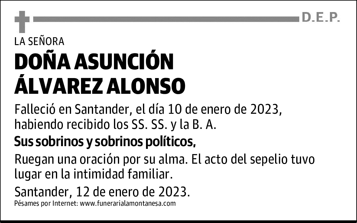 DOÑA ASUNCIÓN ÁLVAREZ ALONSO